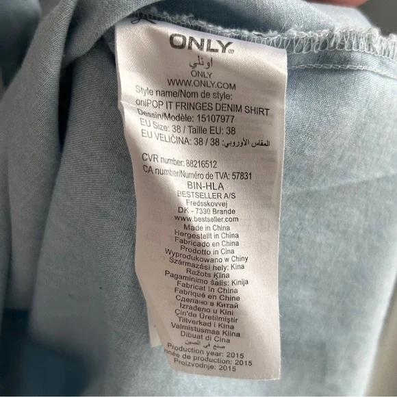 Denim Chambray Shirt with Fringe - Picture 5 of 6